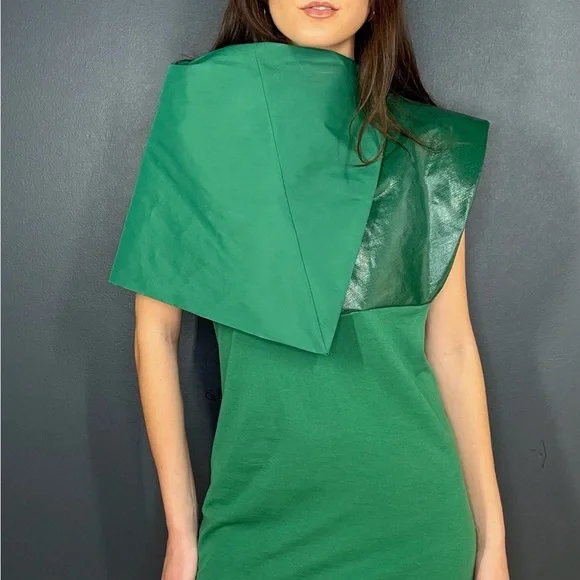 Rick Owens Green Asymmetrical Sheath Cocktail Dress - Picture 1 of 10